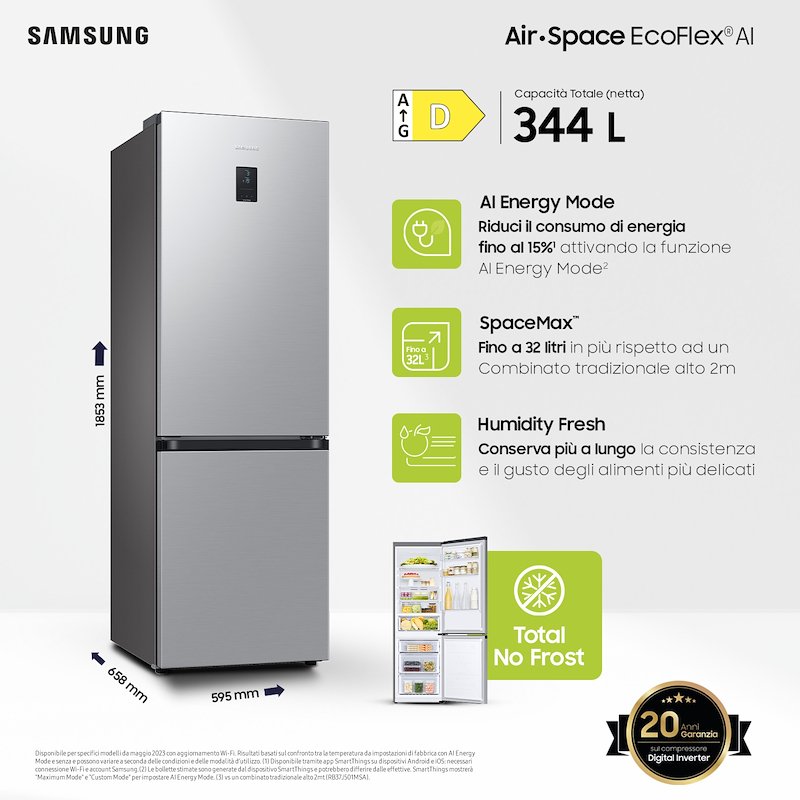 Samsung	Frigorifero Combinato RB34C675DSA/EF Silver Inox