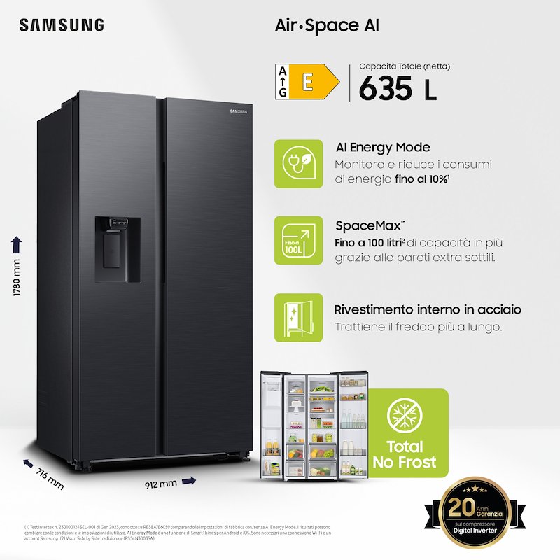 Samsung Frigorifero Americano Rs65dg54m3b1 Antracite
