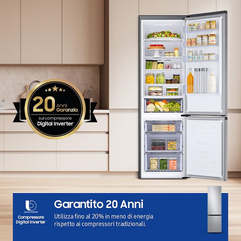 Samsung Frigorifero Combinato RB38C600DSA/EF 390 l Silver Inox