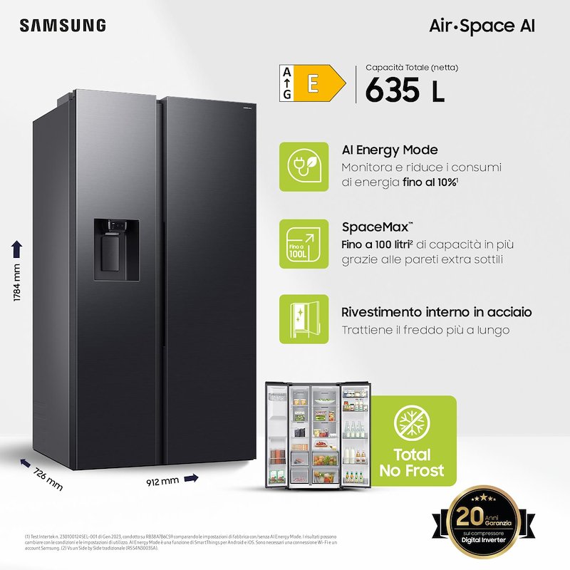 Samsung Frigorifero americano RS70F64KEFEF Antracite