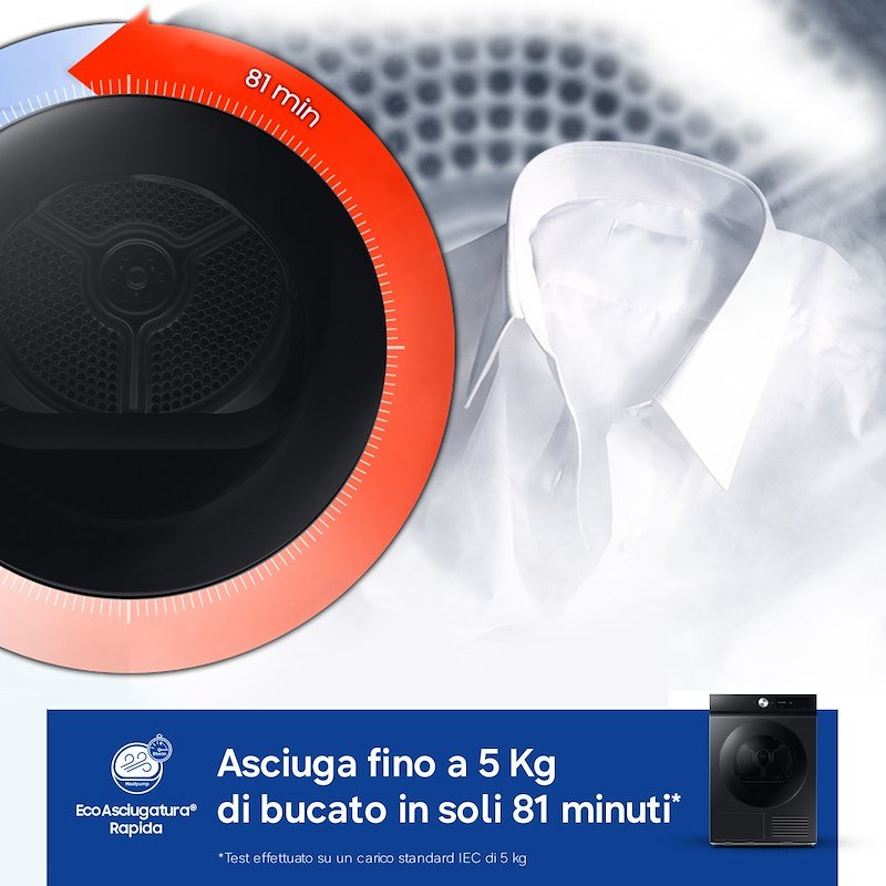 Samsung Asciugatrice 9Kg Dv90db7845gbu3 Nero