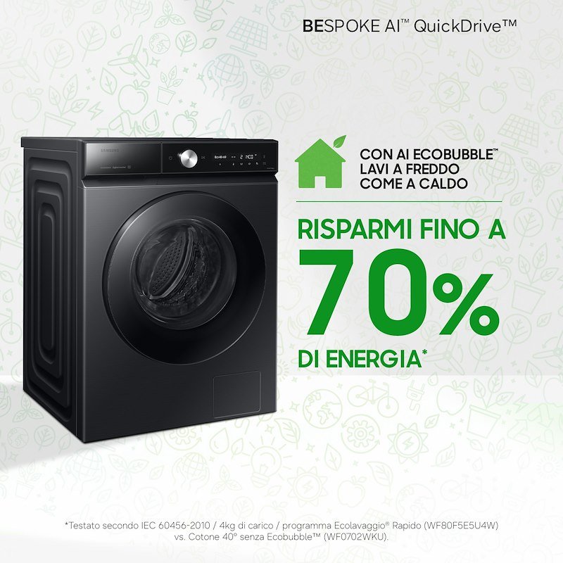 Samsung Lavatrice BESPOKE AI™ 9kg Ww90db8u95gbu3 Nero