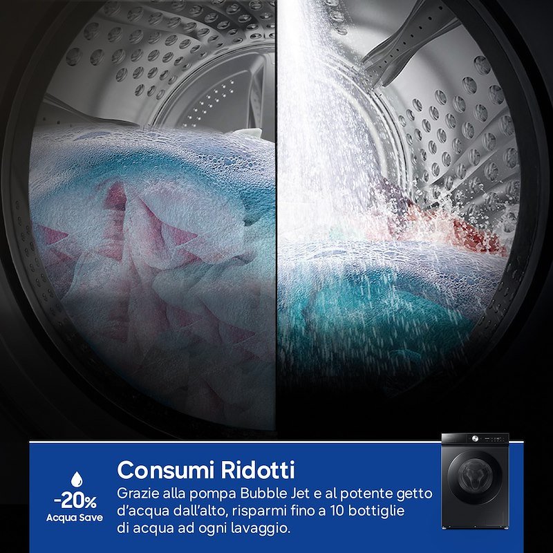 Samsung Lavatrice BESPOKE AI™ 9kg Ww90db8u95gbu3 Nero
