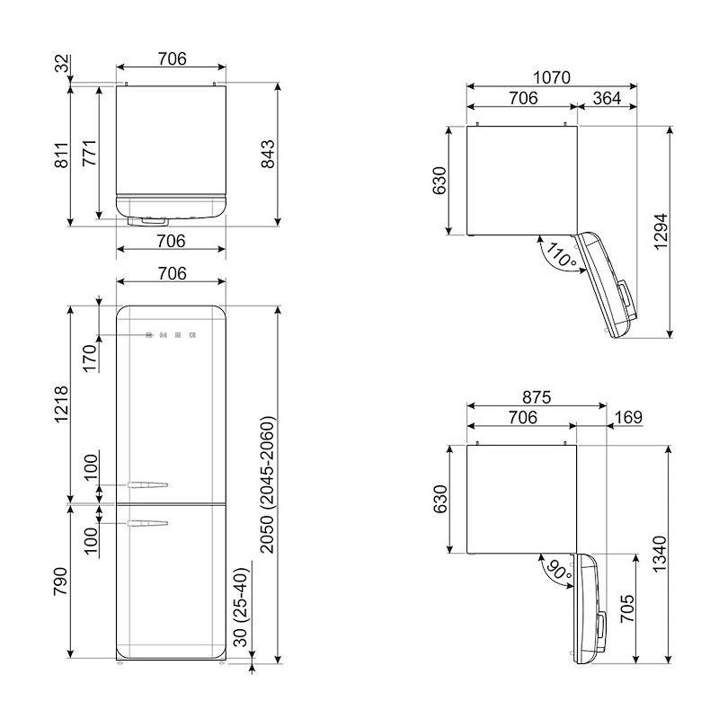 Smeg Frigorifero combinato Fab38rwh6 bianco