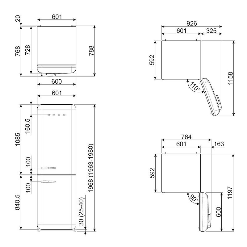 Smeg Frigorifero Combinato Fab32rpg6