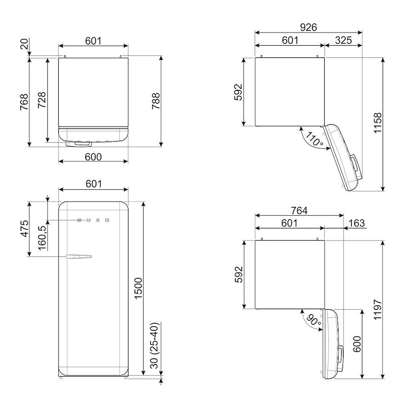 Smeg Frigorifero monoporta 270L Fab28racm6 Panna