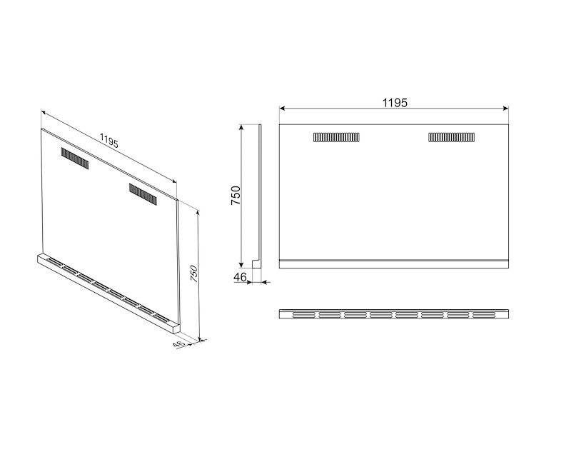 Smeg Schienale acciaio per cucine 120cm  Kit1cpf120x