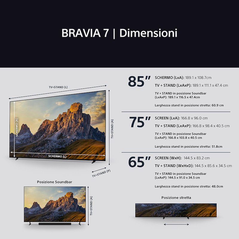 Sony Tv Mini LED 65" K65XR70AEP Nero