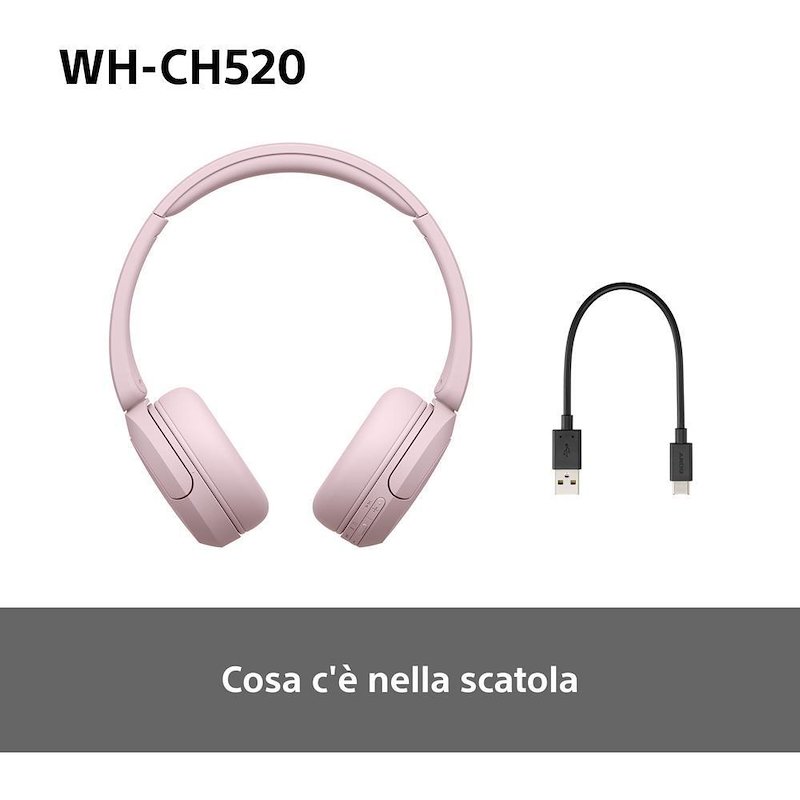 Sony Cuffie a padiglione chiuso Whch520p.ce7 Rosa