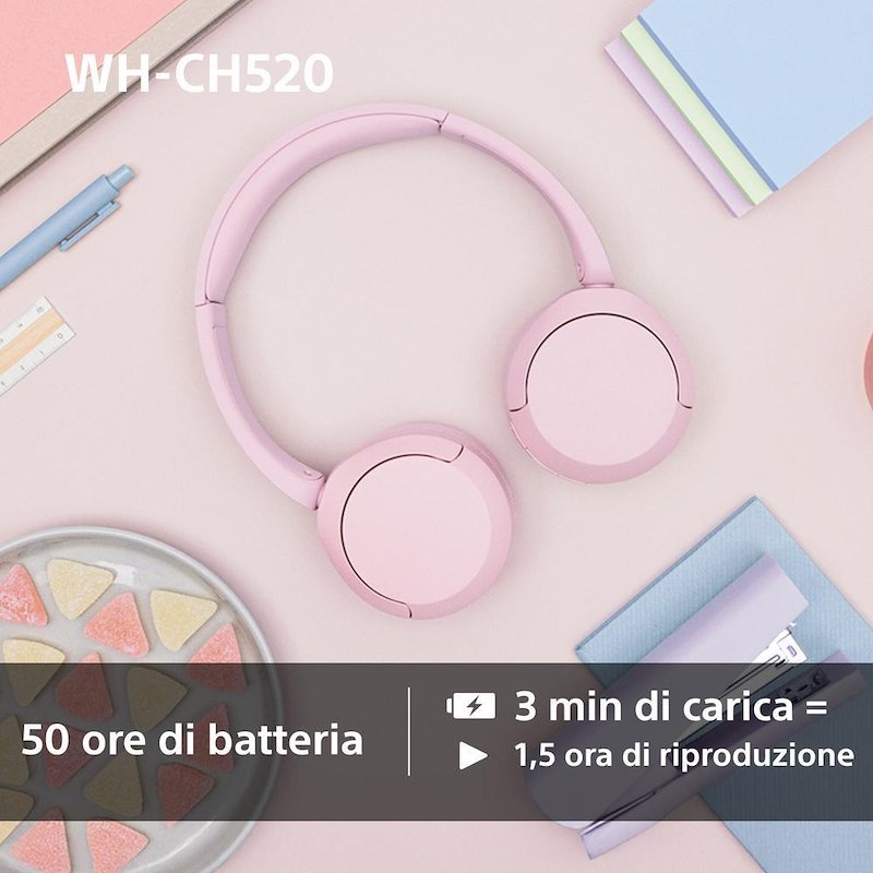 Sony Cuffie a padiglione chiuso Whch520p.ce7 Rosa