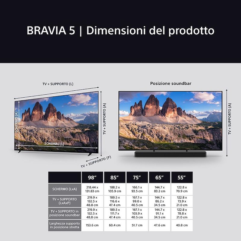Sony TV MiniLED 85" K85xr55bp.cei Nero