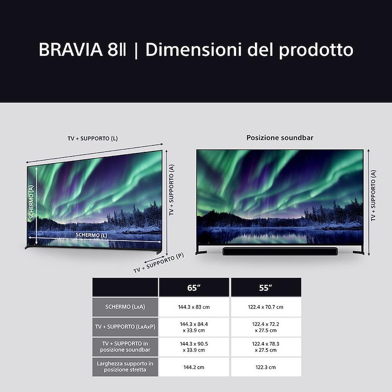 Sony TV OLED 55" K55xr8m25bp.cei Nero