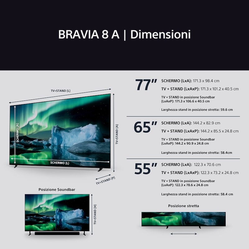 Sony TV OLED 4K 55" K55xr8apaep Nero