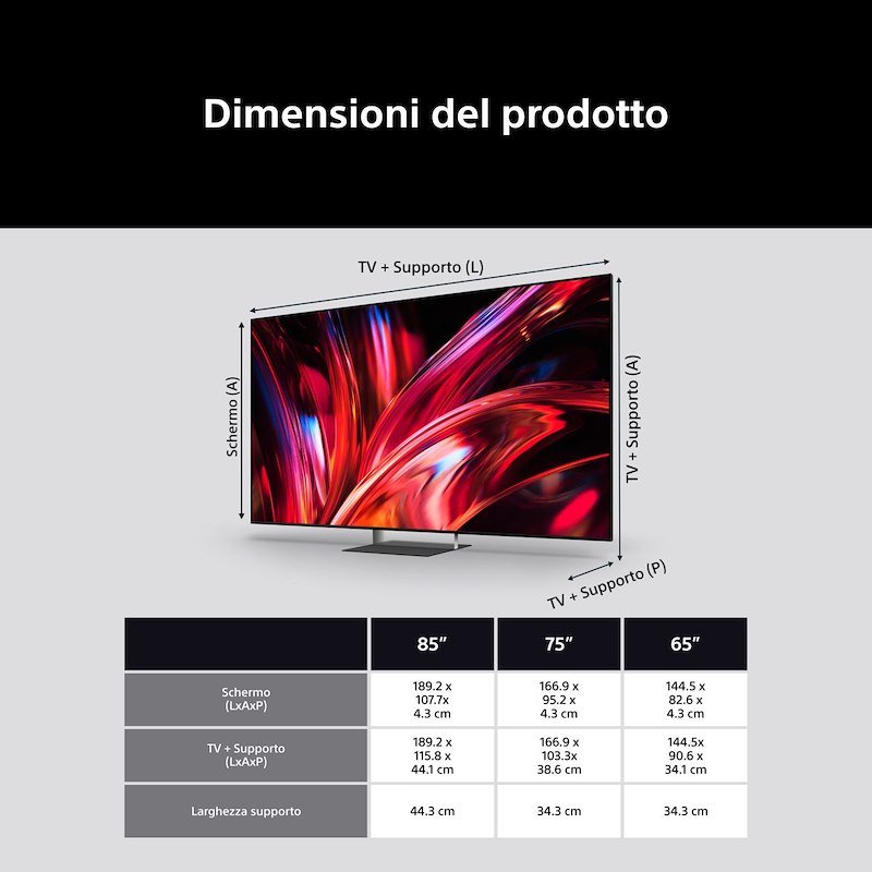Sony TV LED RGB 75" K75xr95m2pb.cei Nero