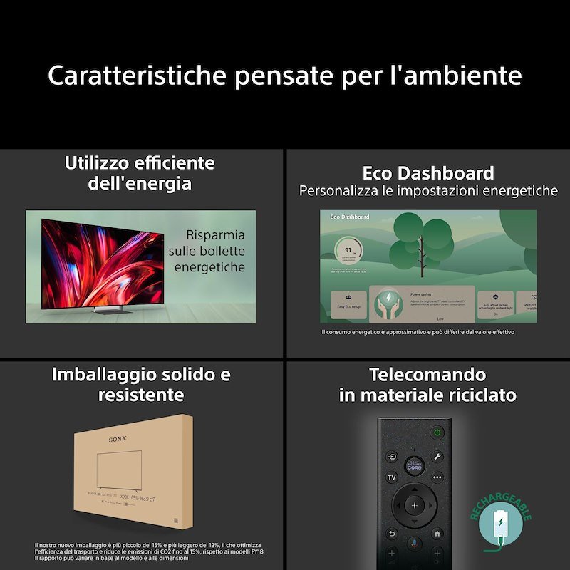 Sony TV LED RGB 75" K75xr95m2pb.cei Nero