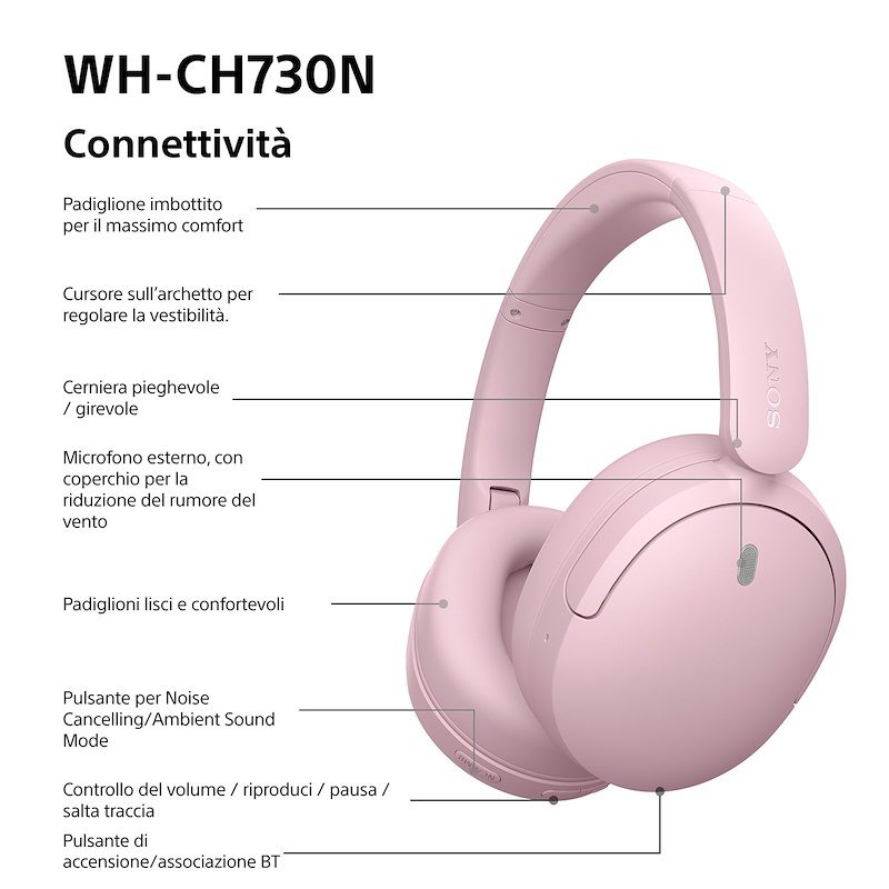 Sony Cuffie a padiglione chiuso Whch730np.ce7 Pink