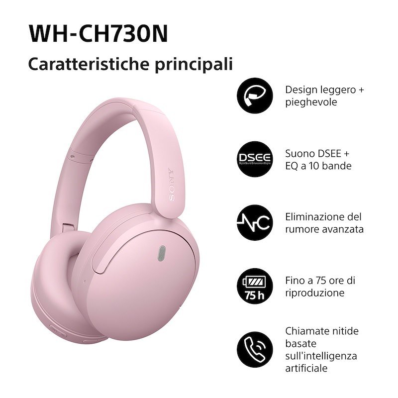 Sony Cuffie a padiglione chiuso Whch730np.ce7 Pink