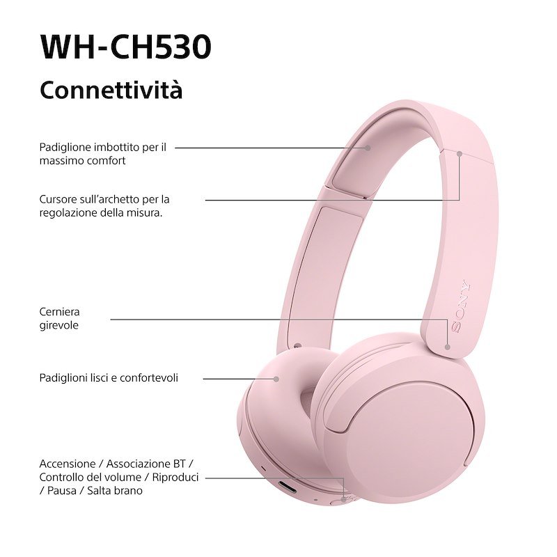 Sony Cuffie Bluetooth On-ear Whch530p.ce7 Pink