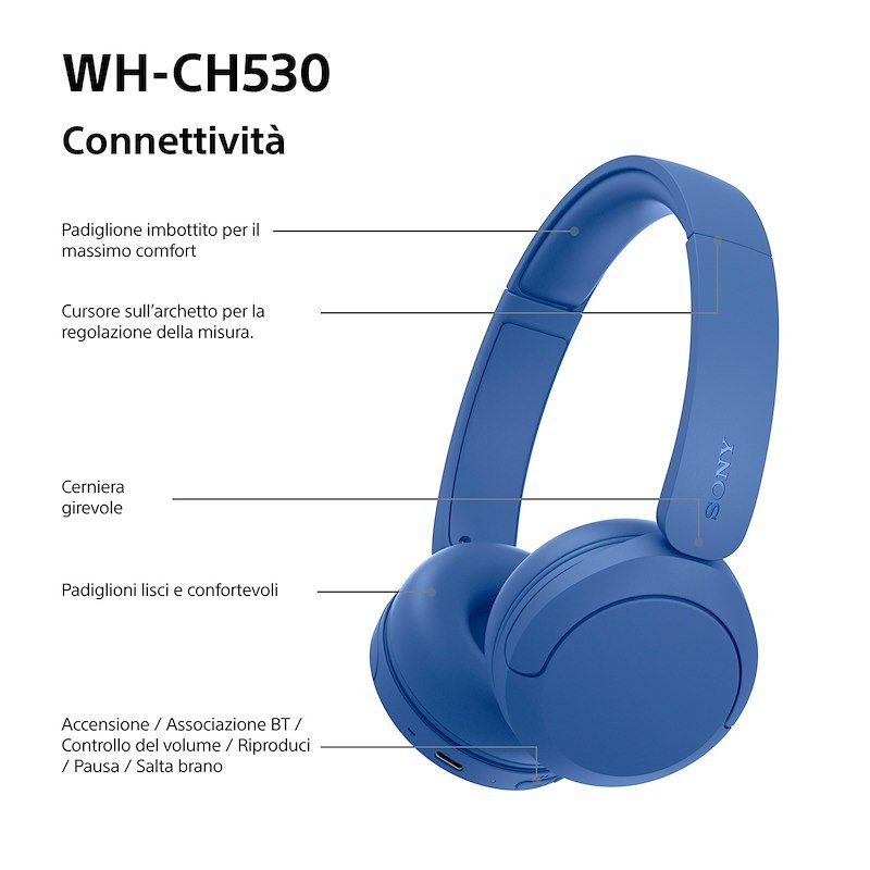 Sony Cuffie Bluetooth On-ear Whch530l.ce7 Cobalt