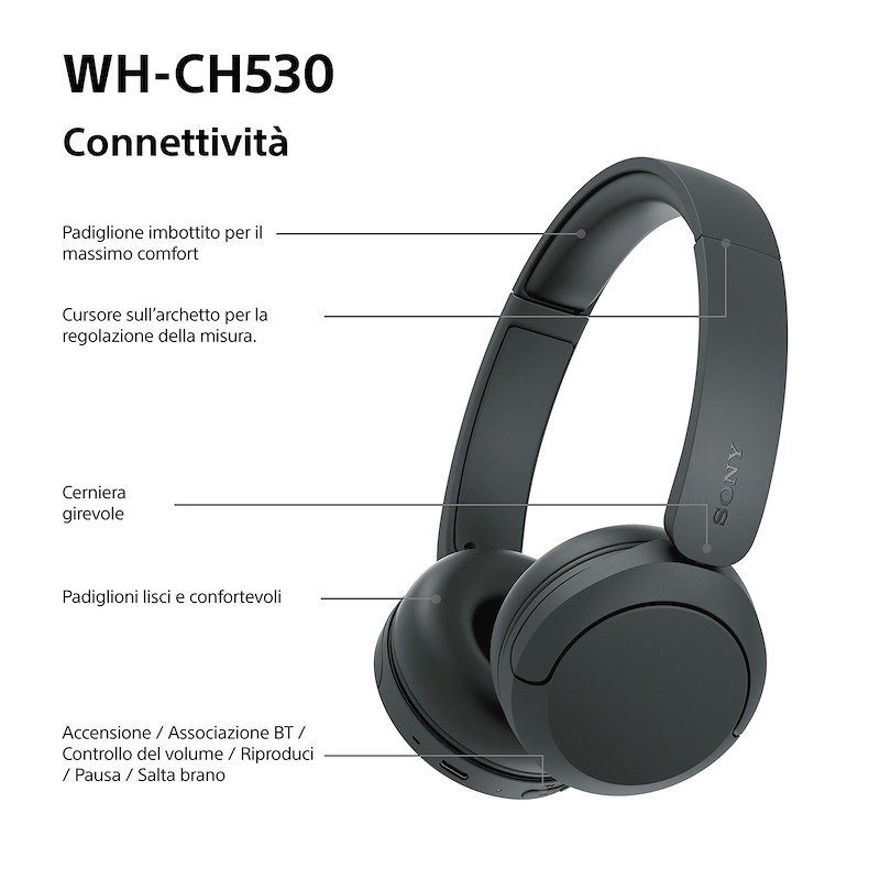 Sony Cuffie Bluetooth On-ear Whch530b.ce7 Black