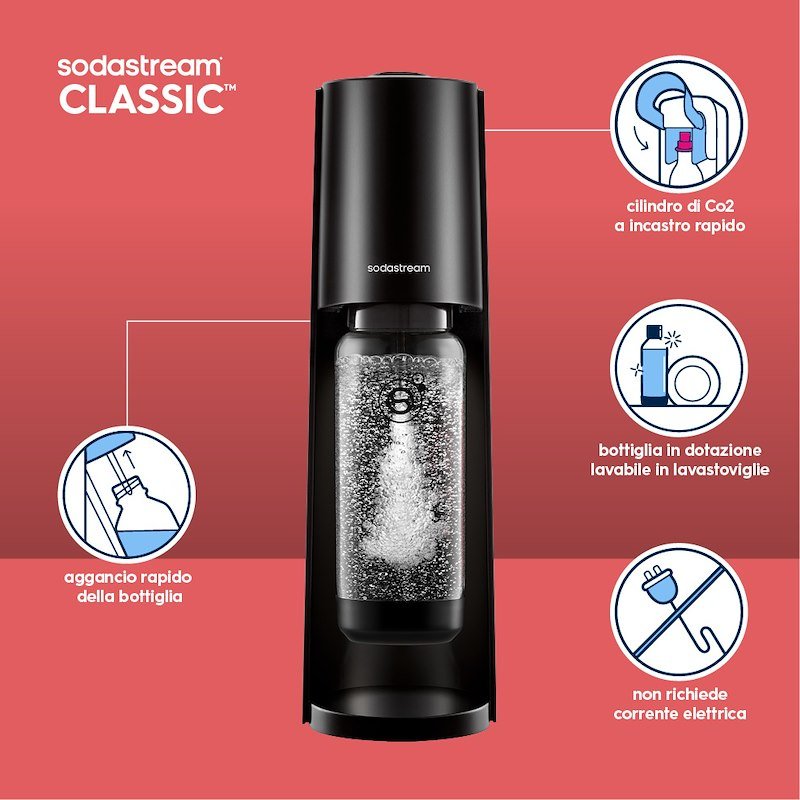 Sodastream Gasatore Classic 2 Bottiglie Black