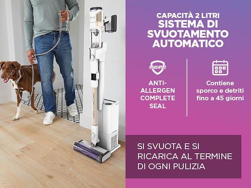 Shark Ninja Aspirapolvere senza filo Detect Pro con autosvuotamento bianco/rosa