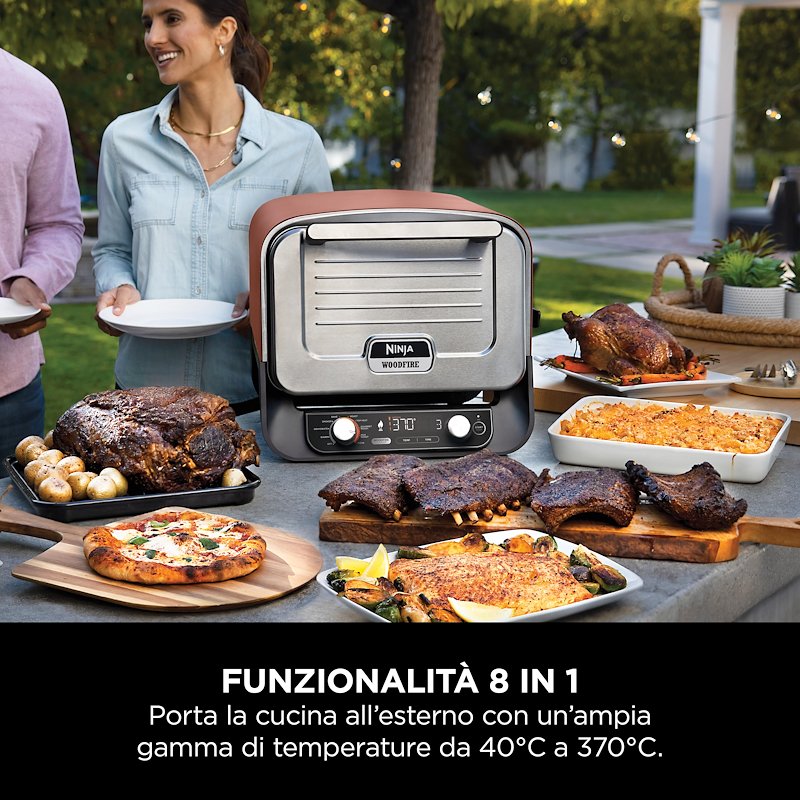 Shark Ninja Forno elettrico da esterno Ninja Woodfire con affumicatore NNJ.OO101EU