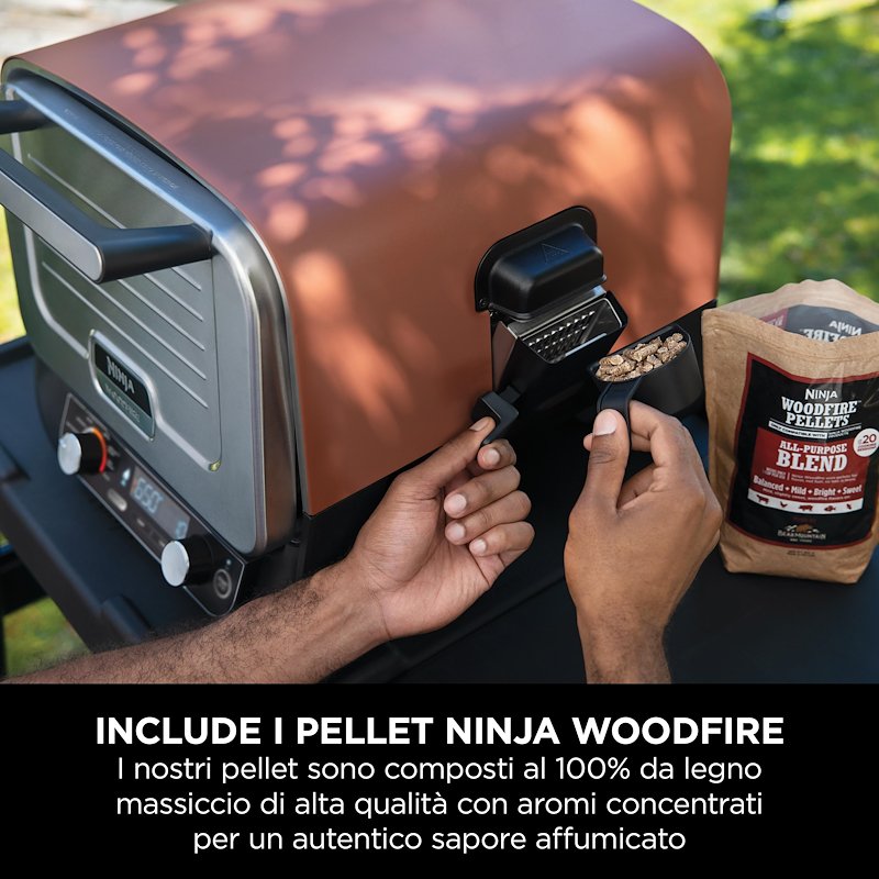 Shark Ninja Forno elettrico da esterno Ninja Woodfire con affumicatore NNJ.OO101EU
