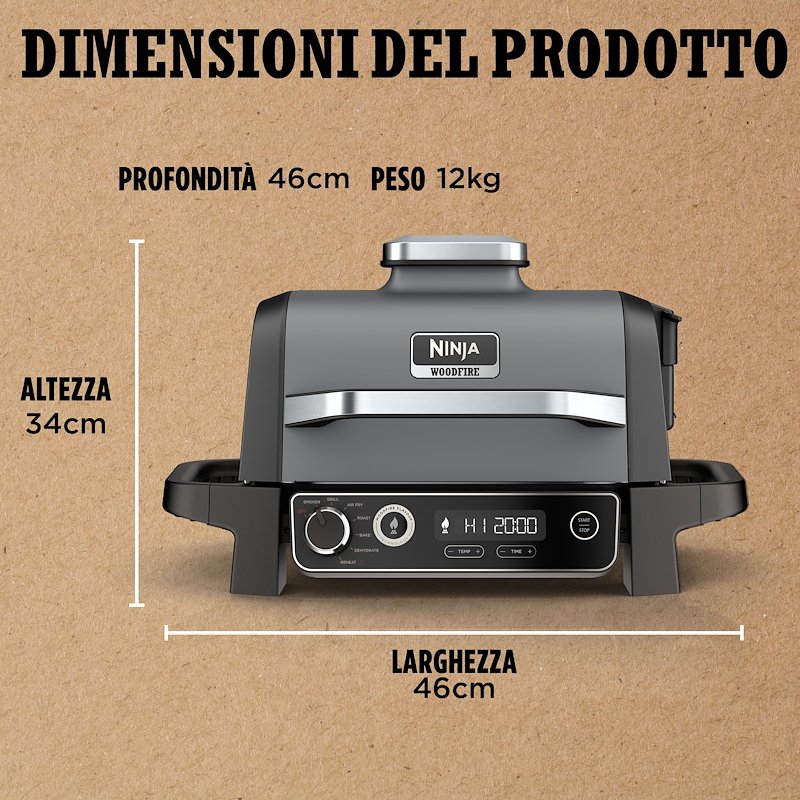 Shark Ninja Barbecue Elettrico Ninja Woodfire Con Affumicatore Og701eu