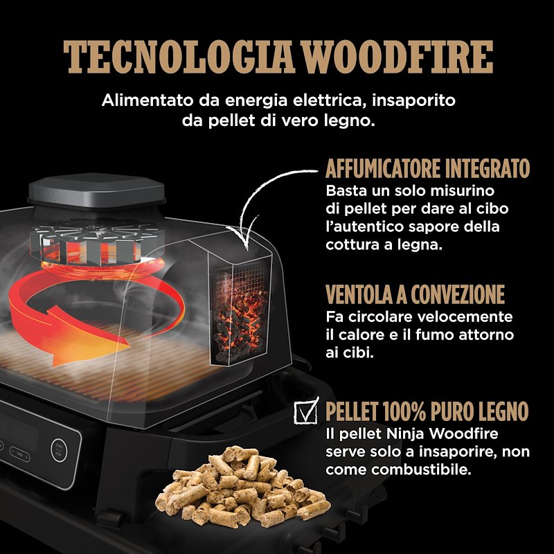 Shark Ninja Barbecue Elettrico Ninja Woodfire Con Affumicatore Og701eu
