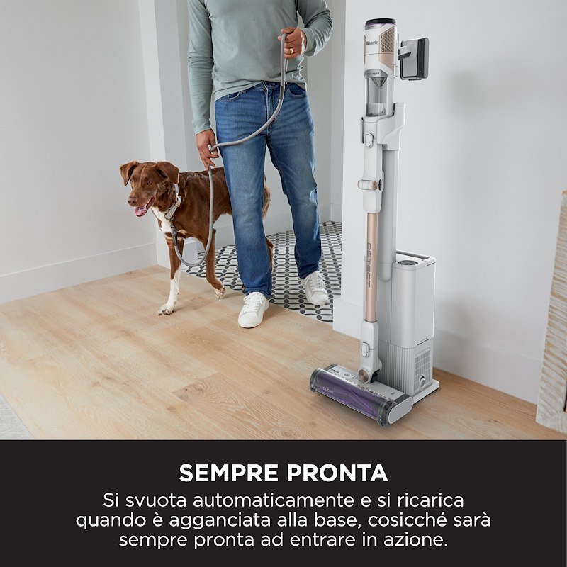 Shark Ninja Scopa Elettrica Detect Clean con Autosvuotamento IW3612EU Bianco