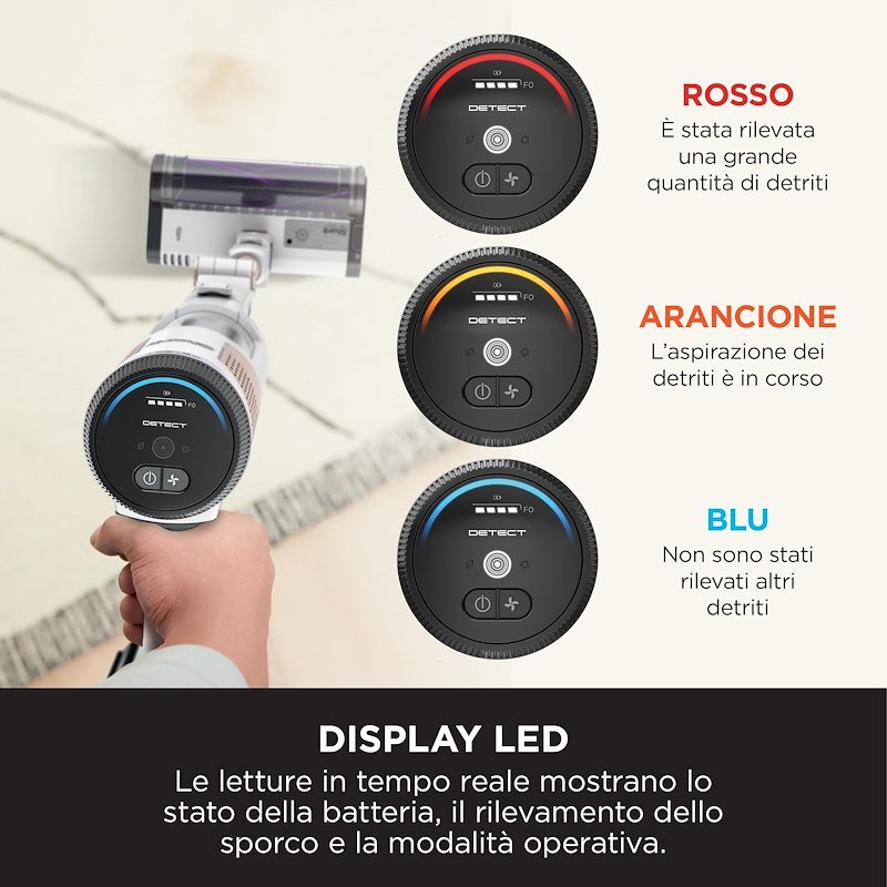 Shark Ninja Scopa Elettrica Detect Clean con Autosvuotamento IW3612EU Bianco