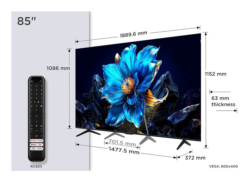 Tcl TV QLED 85" 85p79k metallico