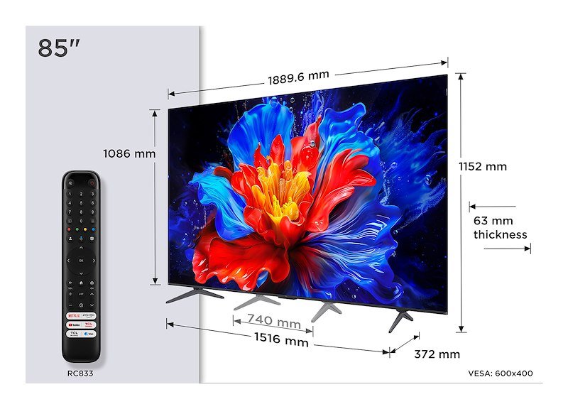 Tcl TV QLED 85" 85p89k Metallico