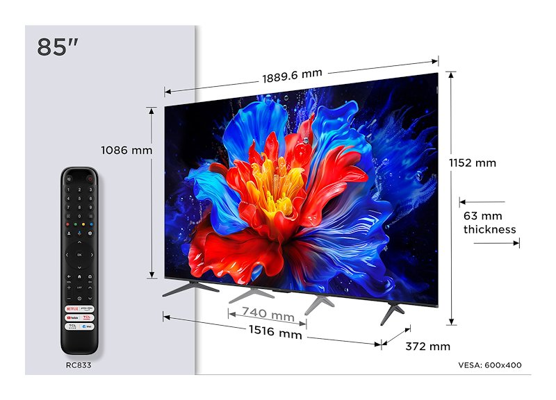 Tcl TV QLED 85" 85p89k Metallico