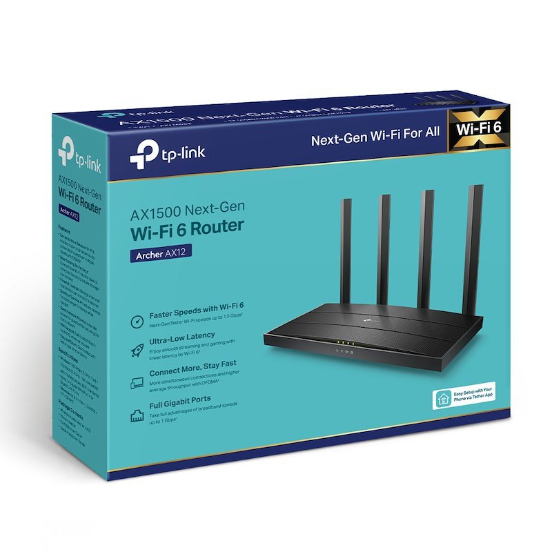 Tp-link Router Ggigabit WI-FI 6 AX1500  Archer Ax12