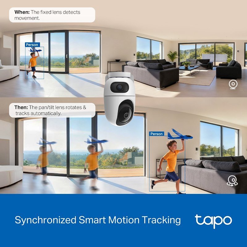Tp-link Tapo C245d Telecamera Indoor 2K 3MP doppio obiettivo smart AI