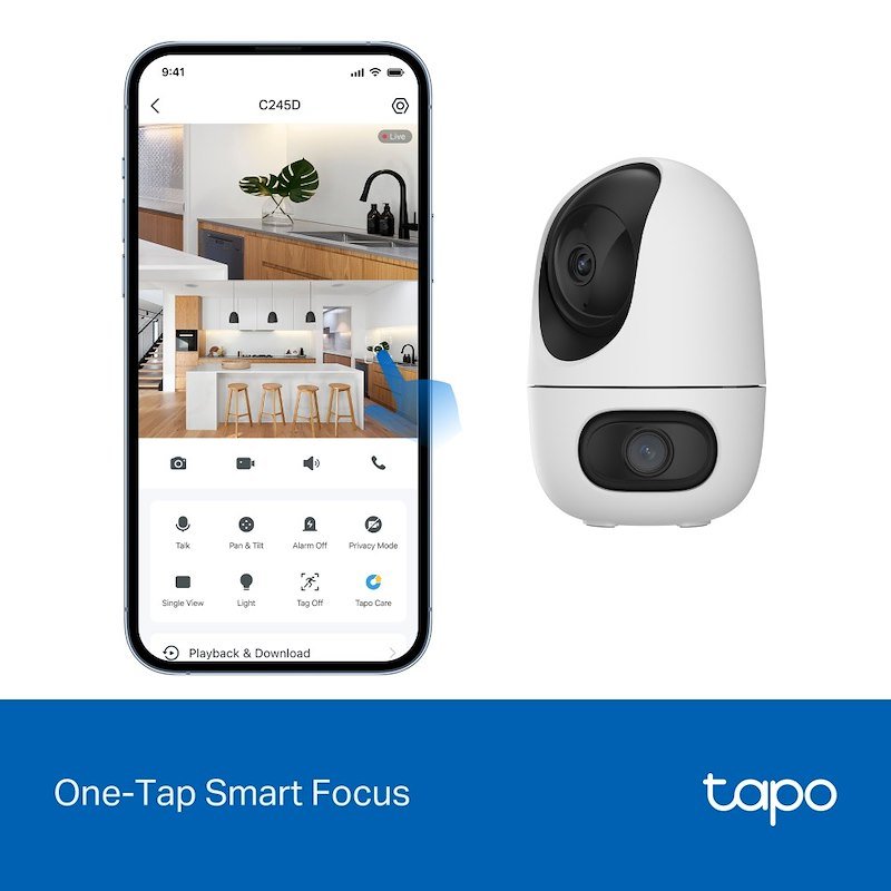 Tp-link Tapo C245d Telecamera Indoor 2K 3MP doppio obiettivo smart AI