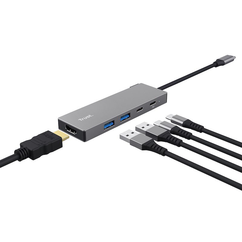 Trust Adattatore USB-C multiporta 5 in 1 DALYX Grigio