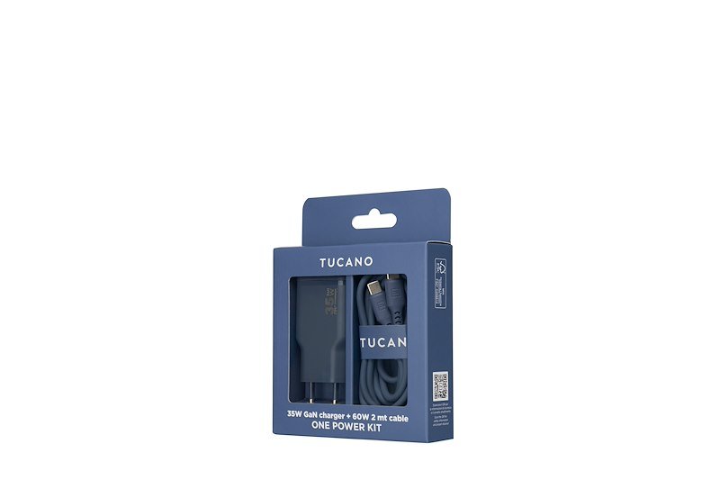 Tucano Caricabatterie One Power Kit 35w GaN Usb-c 60W Blu