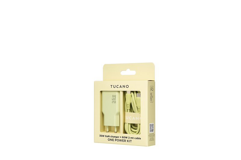 Tucano Caricabatterie One Power Kit 35w GaN Usb-c 60W Giallo