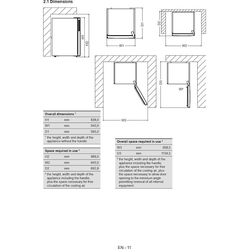 Whirlpool Frigorifero Combinato da Tavolo W55vm 1120 W 2 Ws Bianco