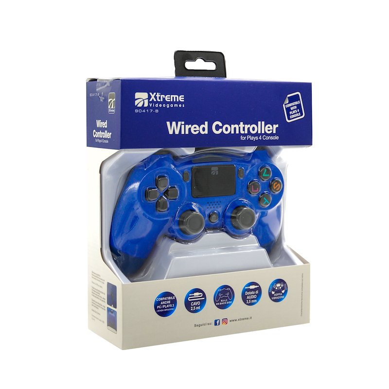 X-treme Ariete Informatica WIRED CONTROLLER 90417b blu Plays 4/Plays 3/Pc