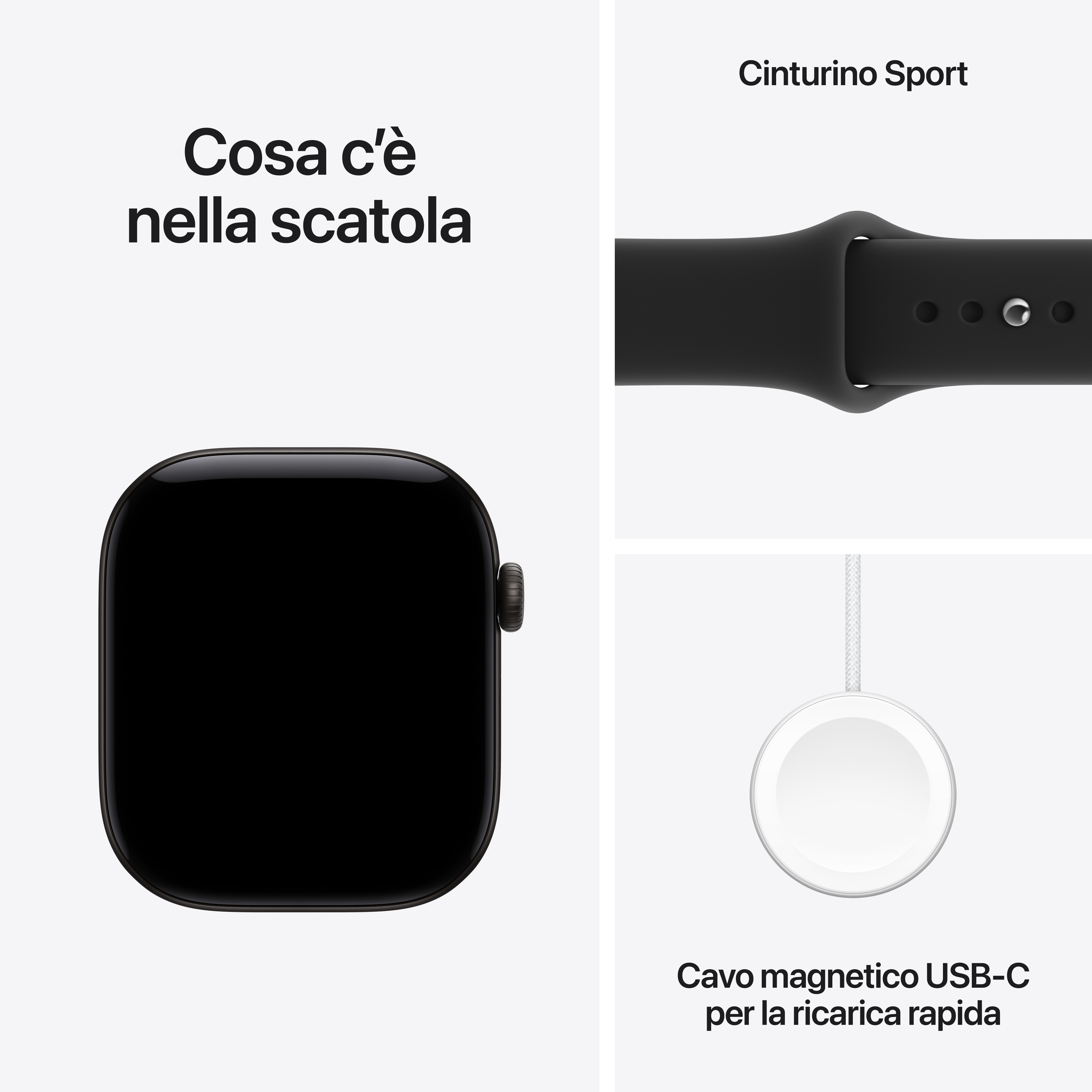 Apple Watch Series 12 GPS 42MM S/M Cassa Alluminio Nera e Sport Band Nero