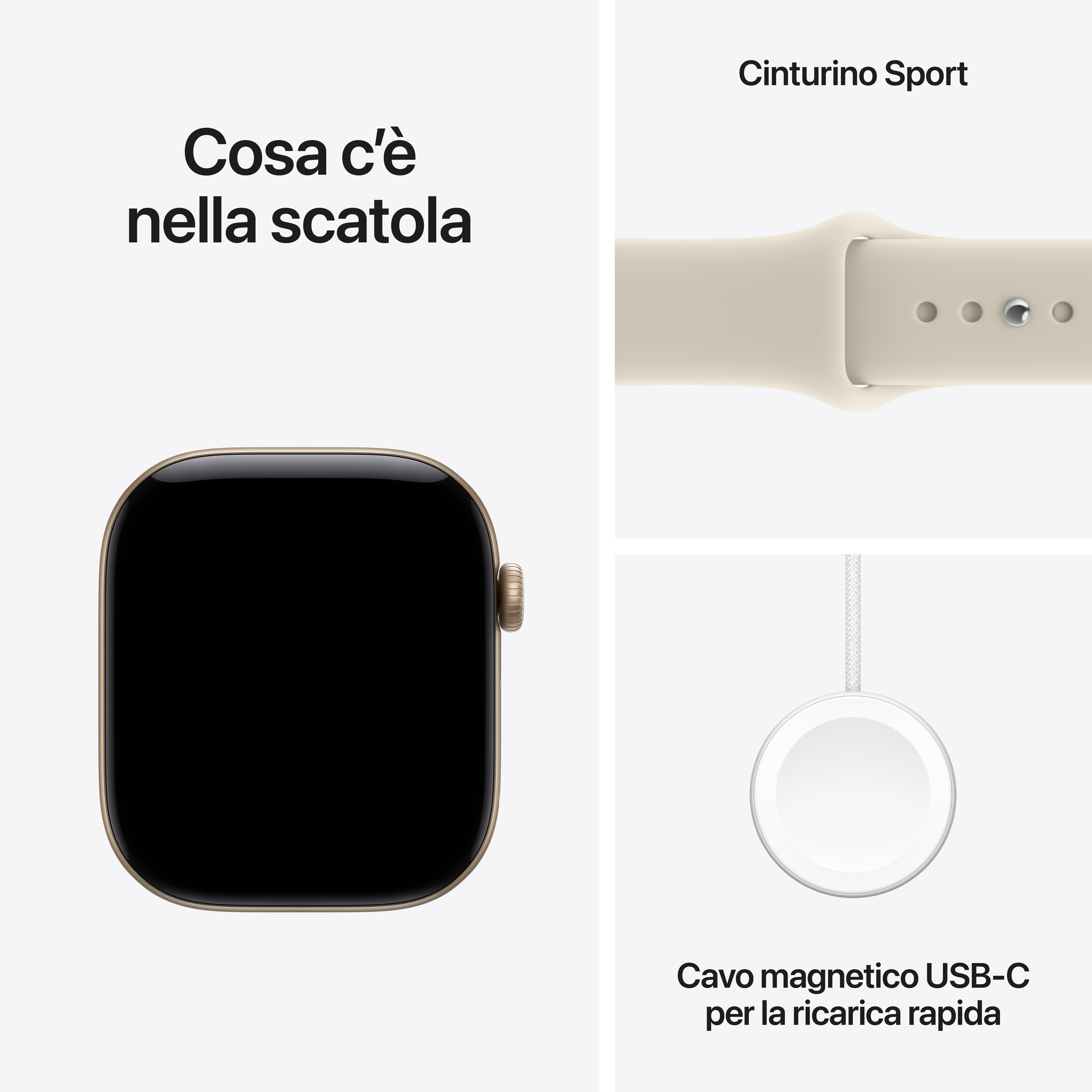 Apple Watch Series 12 GPS+Cellular 42MM S/M Cassa Alluminio Oro chiaro e Sport Band Sabbia