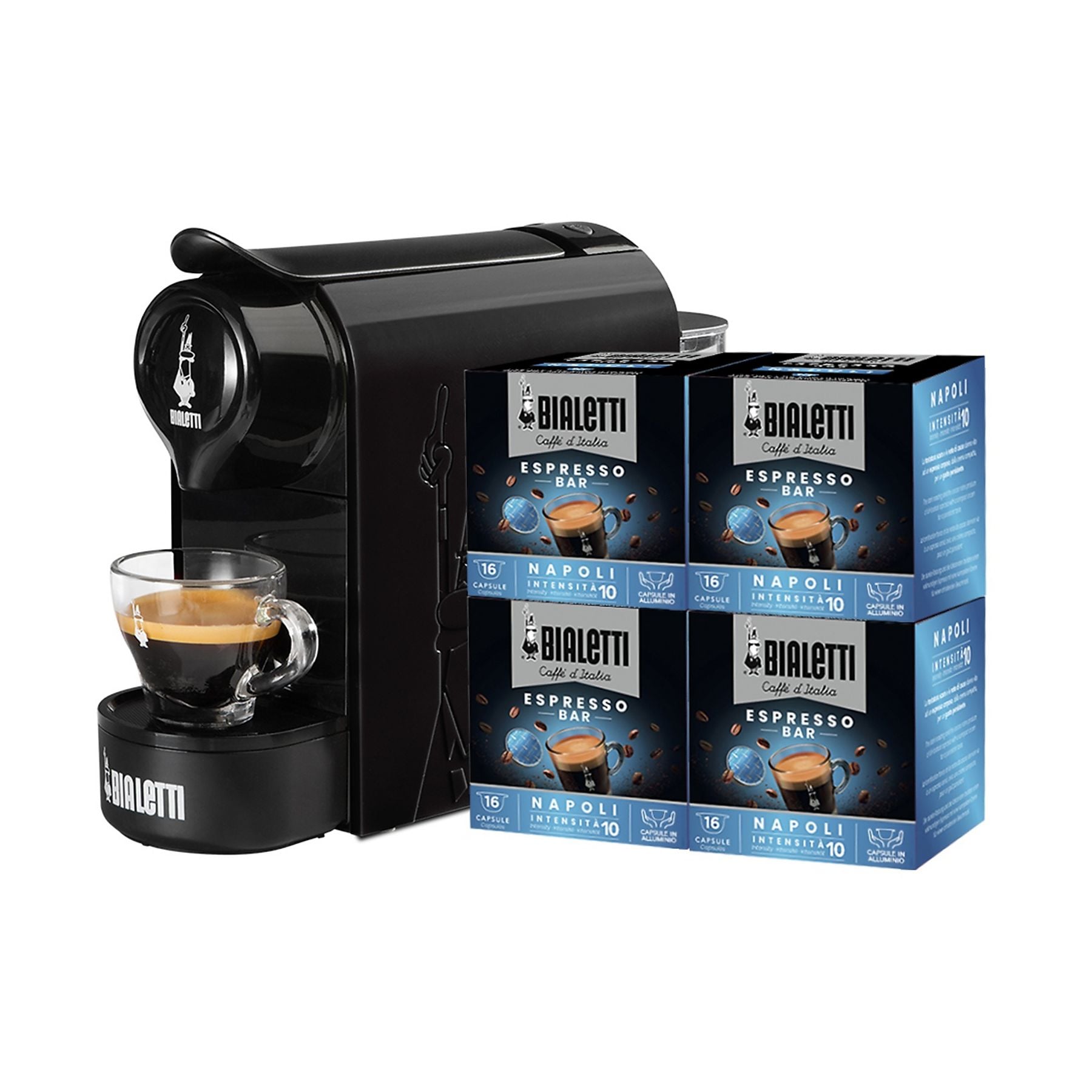 Bialetti Bundle Macchina del caffè Gioia Nero+64 Caps