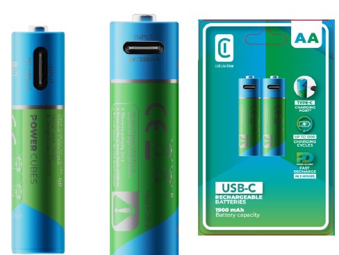 Cellularline 2 Pile Ricaricabili AA usb-c