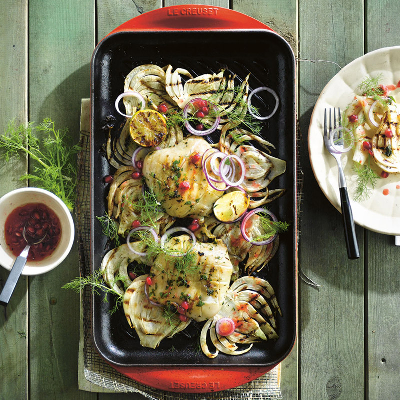 Le Creuset Grill rettangolare Tradition in ghisa 32x22CM Ciliegia