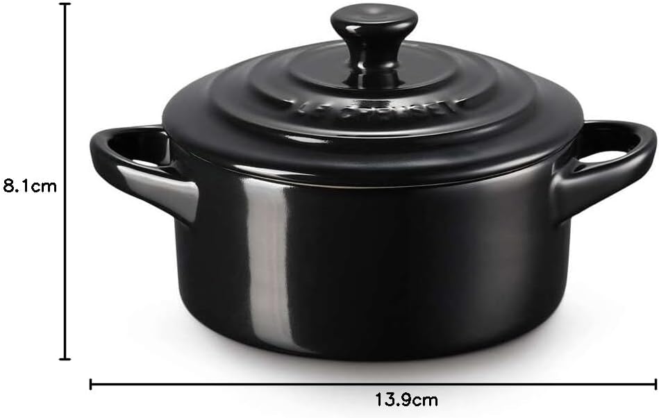 Le Creuset Mini Cocotte rotonda in gres vetrificato 10CM Nero lucido