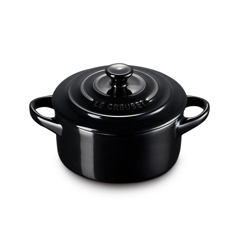 Le Creuset Mini Cocotte rotonda in gres vetrificato 10CM Nero lucido